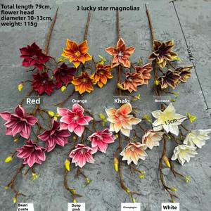 Fleurs artificielles de <span class=keywords><strong>magnolia</strong></span> <span class=keywords><strong>rose</strong></span> 3 étoiles porte-bonheur pour mariages, décoration intérieure et accessoires de photographie - Product Image 6