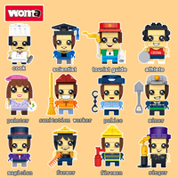 WOMA TOYS-figuras de modelo de policía de bomberos y cantantes, bloques de construcción pequeños, diferentes diseños, educativos, cocina