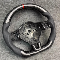 Volant en cuir et fibre de carbone forgé avec bouton de klaxon pour Volkswagen VW Golf MK6 GTI R Scirocco R Line, accessoires de voiture