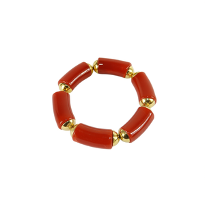 Fashion Beaded <b>Bracelet</b> <b>Red</b> Coral Gold Plated 316L Stainless Steel Sustainable Resistant Jewelry - Product Image 2