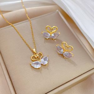 En stock, vente flash, collier en chaîne en alliage plaqué or avec zircon, ensemble de bijoux de mode pour fête, unisexe - Product Image 3