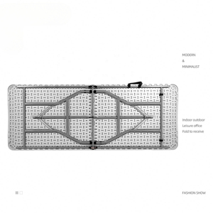 Table de banquet pliable en plastique HDPE de 1,8 m (6 pieds) de long, robuste, moderne, pour la restauration en plein air, rectangulaire, portable, pour les fêtes - Product Image 4