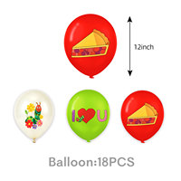 Ensemble de vaisselle et décorations d'anniversaire sur le thème de la chenille de dessin animé : Assiettes en carton, gobelets, serviettes, ballons, bannière et guirlande