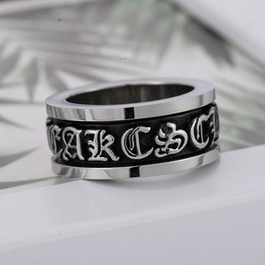 Men's <b>Titanium</b> Steel Rotating <b>Ring</b> With Cross And Alphanumeric Script Design For Hip Hop Punk Style Jewelry Gift - Product Image 3