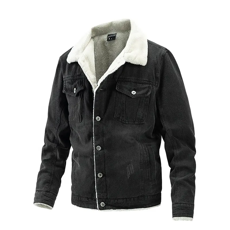 Slim Fit Black Denim Jackets Shiny Waxed Coated Denim Jean Coats Old Fashion Men's Wax Jacket