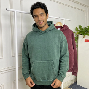 Sudadera con capucha para hombre, estilo Hip Hop, vintage, oversize, holgada, lisa, de invierno, de moda, de tejido grueso, con estampado y lavado ácido, en blanco. - Product Image 2
