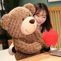 Mignon doux produits en peluche Saint Valentin cadeau de Noël Promotion brun Ted-dy ours avec coeur squishy jouets en peluche