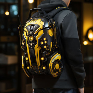 Hardshell Light Up Cycling Backpack Bumblebee Style Waterproof Fashion Outdoor Daypack For Men - Product Image 1