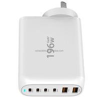 Tête de charge super rapide multi-ports GAN PD100W la plus vendue, 196W 4C2A pour ordinateurs portables et téléphones