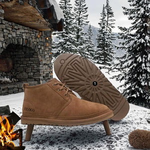 Bottes de neige basses en cuir véritable pour homme, nouvelle conception 2026, avec logo personnalisé, semelle extérieure en EVA, fourrure intégrée, chaudes et tendance, à lacets - Product Image 2