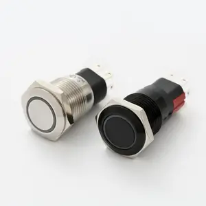 ELEWIND16MM metal Stainless steel or black plated brass push button switch led light PM165F(H)-11E/J/S(A)