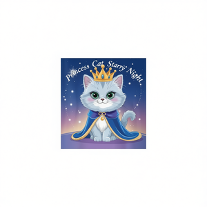 T-shirt Princess Cat Starry Night pour filles, look royal mignon de chaton - Product Image 2