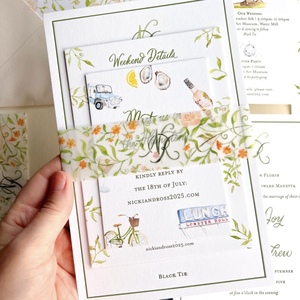 Invitación de Boda con Diseño Floral en Acuarela, Tarjetas de Boda de Lujo con Relieve Personalizado, Sobres, Tarjetas de Agradecimiento y Detalles - Product Image 2