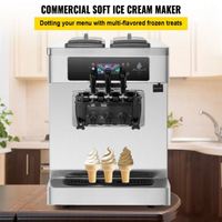 SIHAO YKF-9236ST 20-28L/H 2450W Crème glacée molle de comptoir 2 + 1 saveurs