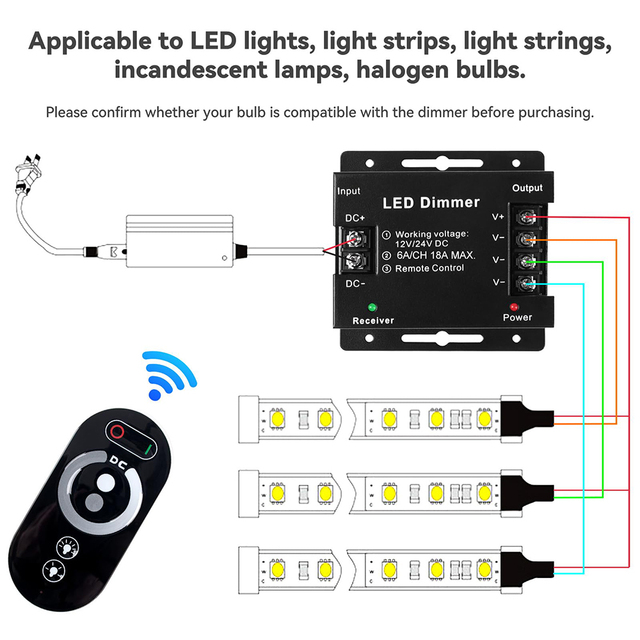ESann DIM CCT RGB RF 433 Mhz Remote Led Control Stairs Led Light Touch Button Controller 12V With Remote