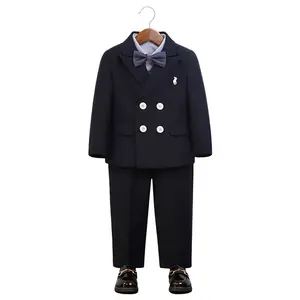 Elegant Formal Bow Tie Outfit Suits Vest Boys Gentleman Party Suit For Wedding