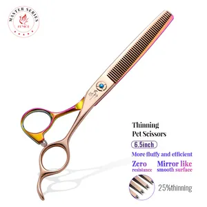 Fenice High-end 6.5/7.0/7.5 Inch JP440C Fashion Contrast Color Pet Cutting Curved Chunker Thinning Grooming Scissors Shears