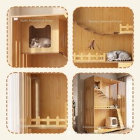 Lit pour chat d'intérieur en bois de luxe respirant pour petit appartement, villa pour animaux de compagnie durable