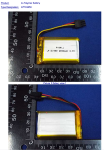 Pin Sạc Li-<span class=keywords><strong>Polymer</strong></span> LP103450 3.7V 1800Mah Đến 2000Mah - Product Image 3