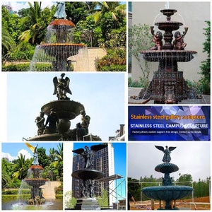 Grande fontaine extérieure en cuivre moulé, style européen, bassin d'eau paysager, sculpture sur mesure pour cour et villa - Product Image 4