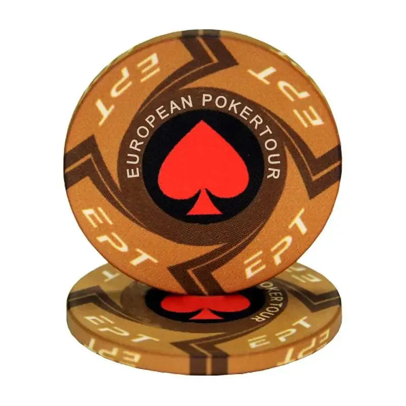 Chip de pôquer EPT de cerâmica novo design, ficha personalizada para pôquer profissional sem denominação, moeda europeia redonda quente Texas