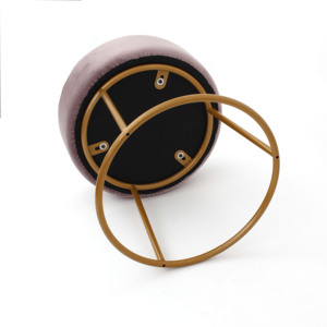 Customized pink Fabric Velvet <strong>Stool</strong> Chairs and <strong>Soft</strong> Ottoman Shoe <strong>Stool</strong> with Gold Matel Base - Product Image 5