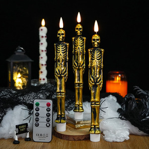 Mini bougies LED Halloween en forme de crâne et de citrouille, empilables, décorations gothiques effrayantes pour fêtes, remplisseurs de paniers de mariage, cadeaux d'automne pour les fêtes - Product Image 2