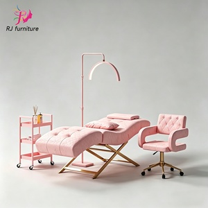 Modern Luxury pink Gold Beauty Salon Furniture Facial Spa Bed Adjustable Reclining Eyebrow Lash Bed for Sale - Product Image 1