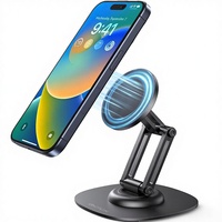 Support de téléphone magnétique rotatif à 360° en aluminium pour bureau et lit, design pliable réglable, base antidérapante pour 17/16/15/14 Pro