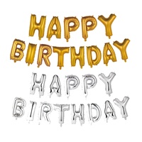 Joyeux Anniversaire – Ballon Mylar en Aluminium de 16 pouces, Or Rose, Orange, Noir, Rose, Blanc, Bleu, Vert, en Forme de Lettres Cursives pour Décoration de Fête