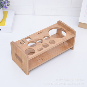 Estante para copas de vino de bambú, soporte de almacenamiento pequeño de madera maciza para copas de vino, estilo chino - Product Image 4