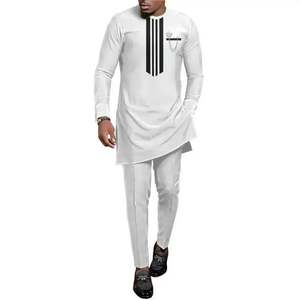 Vêtements Traditionnels Africains, Ensemble Caftan Jaune pour Homme, <span class=keywords><strong>Tenue</strong></span> Dashiki Brodé à Manches Longues, Vêtement de Cérémonie Sur Mesure - Product Image 2