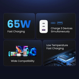 65W 3 Ports Foldable Fast Charging Wall QC4.0 3.0 Power Adaptor Quick Charge PD CD275 Pd Usb <b>Charger</b> for - Product Image 3