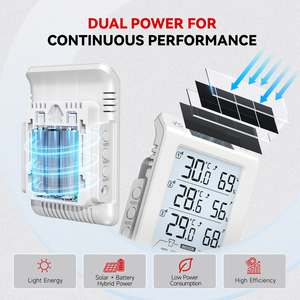 Năng lượng mặt trời quang không dây Nhiệt kế kỹ thuật số Nhựa Nhiệt kế ẩm kế hiển thị nhiệt độ cho nhiệt độ ngoài trời - Product Image 2