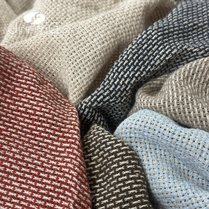 Kain Linen Flax Pewarnaan Benang Baru Ramah Lingkungan Berat 320gsm Gaya Tenun Kotak-Kotak 50% Linen 50% Katun Untuk Pakaian, Mantel, Tas, dan Dekorasi Rumah - Product Image 4