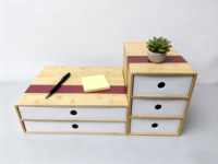 Organizador de Escritorio de Bambú, Gabinete de Almacenamiento con Detalles Acrílicos, Caja de Almacenamiento para Suministros de Oficina, Joyería, Cosméticos, Hogar