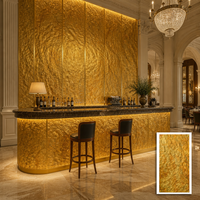 Panneau décoratif mural en pierre artificielle flexible MCM, imprimé en 3D, motif étoile et lune dorées, pour hôtel et restaurant.