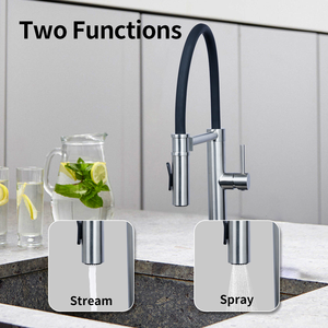 현대 풀 아웃 분무기 싱크대 주방 수도꼭지 스테인레스 스틸 탭 단일 구멍 당겨 주방 수도꼭지 - Product Image 2