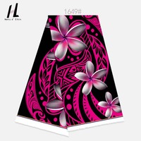 Tissu en polyester imprimé numériquement à motif tribal frangipanier style Micronésie, design insulaire pour chemisiers et sarongs