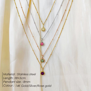 Collar de aniversario de <span class=keywords><strong>mujer</strong></span> de acero inoxidable de moda con colgante de circón, diseño de moda europeo y americano - Product Image 2