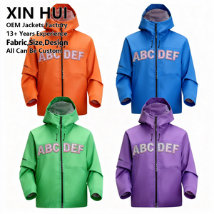 Custom Luxury Dyed <b>Rhinestone</b> Letters Men's Winter Long Techwear <b>Jacket</b> Hooded Waterproof Windbreaker Streetwear Hip Hop Orange - Product Image 4