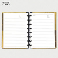 Carnet de notes relié à disque en cuir PU doré personnalisé avec autocollants de séparation