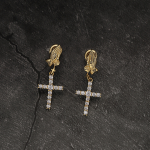Pendientes Colgantes de Cruz con Incrustaciones de Circonita Cúbica 5A, Plata 925 Bañada en Oro, Estilo Hip Hop, para Hombre, Regalo de Aniversario de Bodas, Joyería - Product Image 2