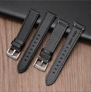 Correa de reloj de cuero genuino impermeable de primera capa vintage de 18/20/22/24 mm, correas de reloj de cuero liso para Samsung Gear - Product Image 6