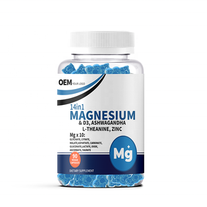 เยลลี่วิตามินแมกนีเซียมผสมอัชวาคานธาแบบ OEM ฉลากส่วนตัว, วิตามิน 14-in-1, ทีอะนีน, อาหารเสริมคอร์ติโซล และอาหารเสริมเพื่อสุขภาพ - Product Image 1