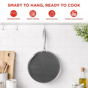 Triply Stainless Steel Frying <b>Pan</b> Saute <b>Pan</b> Non-Stick Coating Gas <b>Induction</b> Cooking 3 Layers Stainless Steel Fry <b>Pan</b> - Product Image 6