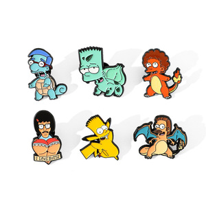 Broche en alliage des Simpsons, badge en métal électroplaqué, personnalisé, créatif et amusant, style dessin animé - Product Image 1