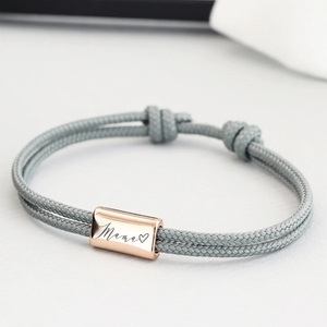 Trendy personalizado aço inoxidável mulheres personalizado corda grossa personalizado gravar logotipo texto frase tubo de metal charme declaração pulseira - Product Image 1