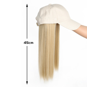 Casquette de baseball pour femme avec perruque, cheveux longs et raides, en tissu maillé résistant à la chaleur 1B88H2710610710822T AT545 - Product Image 3