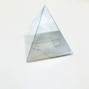 cheap transparent gift packaging clear small triangle plastic folding box